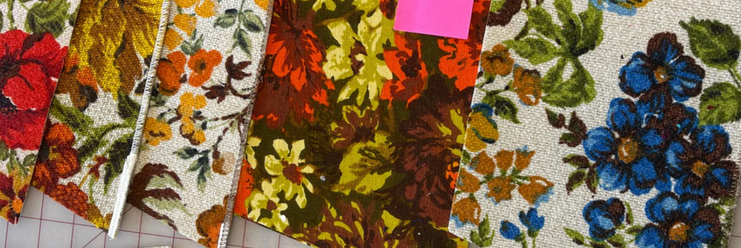 Vintage Midcentury floral upholstery fabrics destined for a couch: transformed into bags!