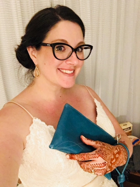 something blue - a teal wedding clutch for a loyal customer's wedding day