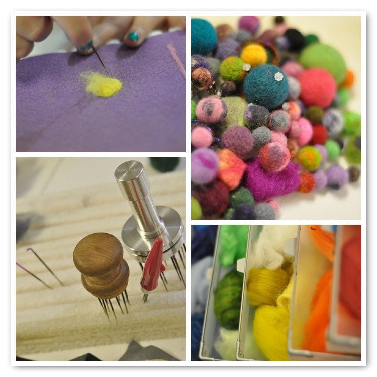 needle felting with Moxie