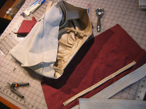 custom leather troubadour in progress