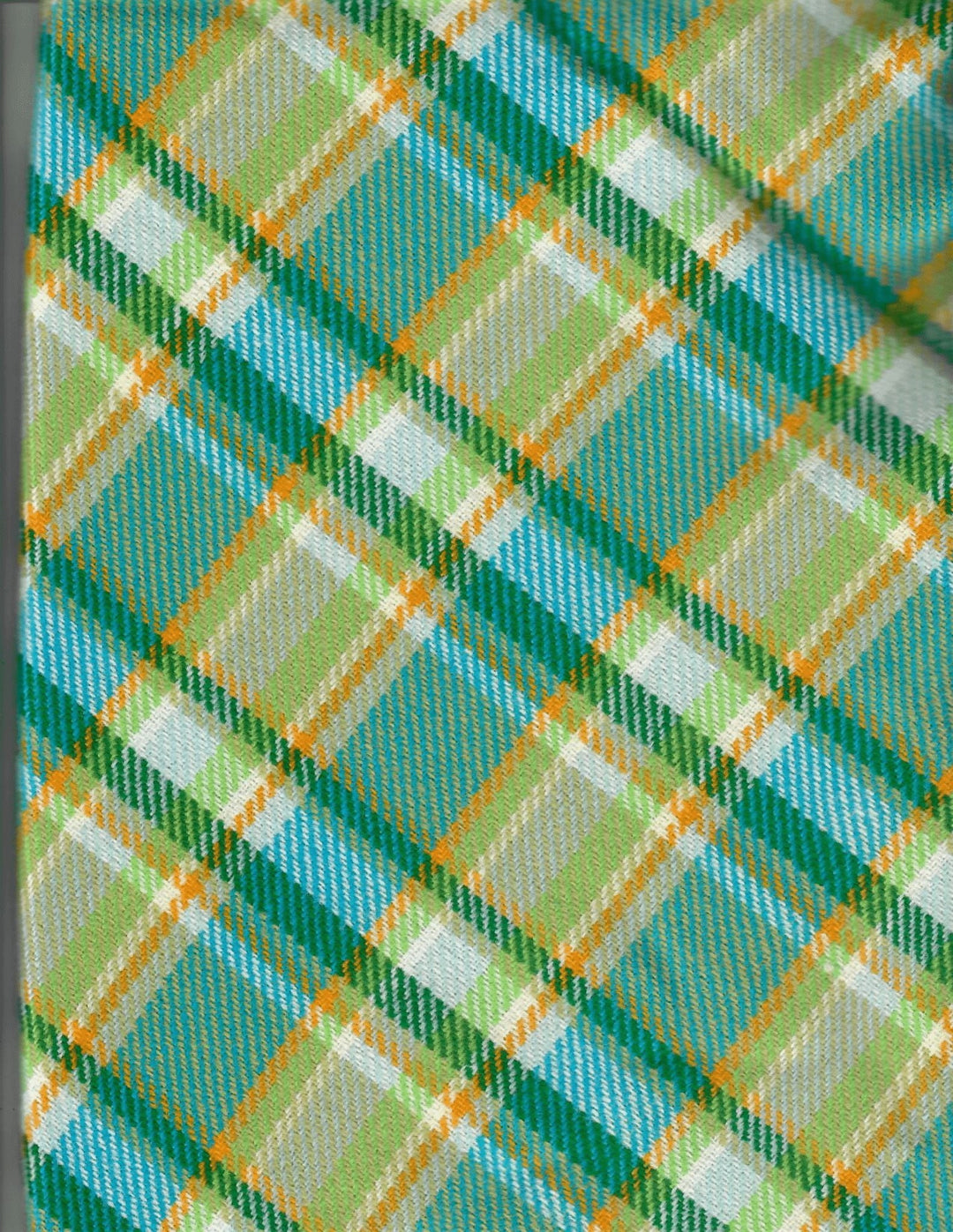 teal yellow and white plaid