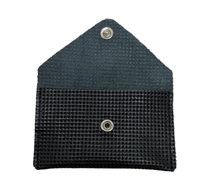 Textured pouch with button closure on a white background #color_black