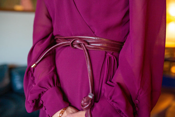 Skinny Wrap Belt- Vegan Leather made in the USA#color_wine