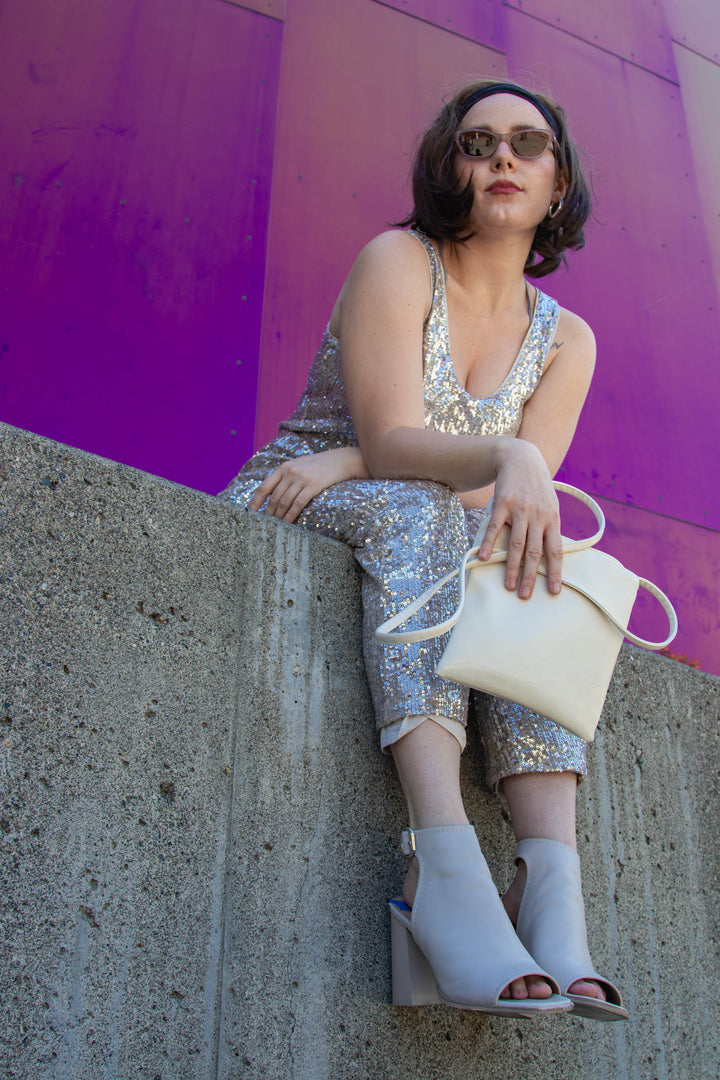 Cha Cha Small Crossbody Bag from Glazed Vegan Leather made in USA#color_warm-white