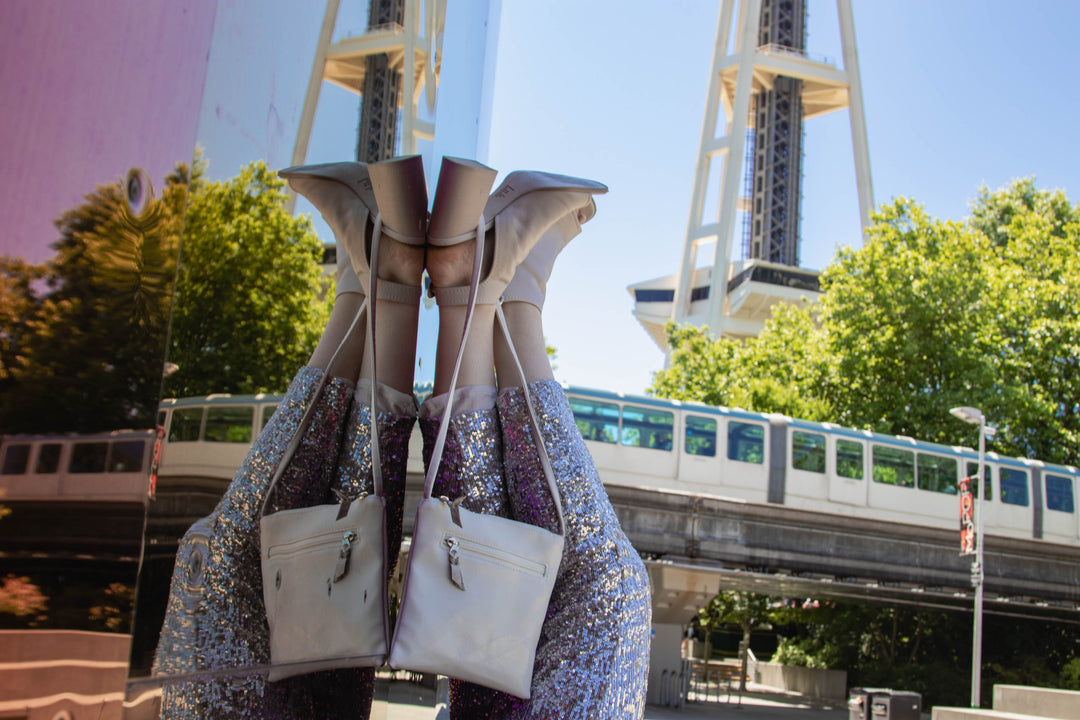 Cha Cha Small Crossbody Bag from Glazed Vegan Leather made in USA#color_warm-white