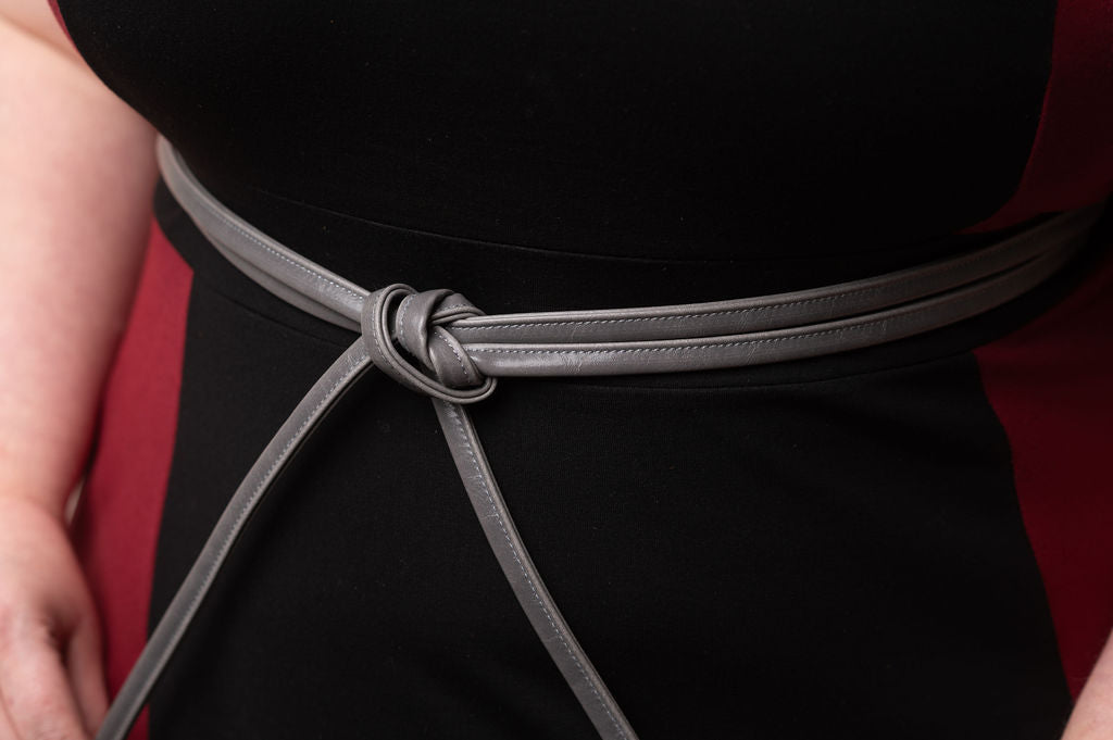 Skinny Wrap Belt- Vegan Leather made in the USA#color_grey