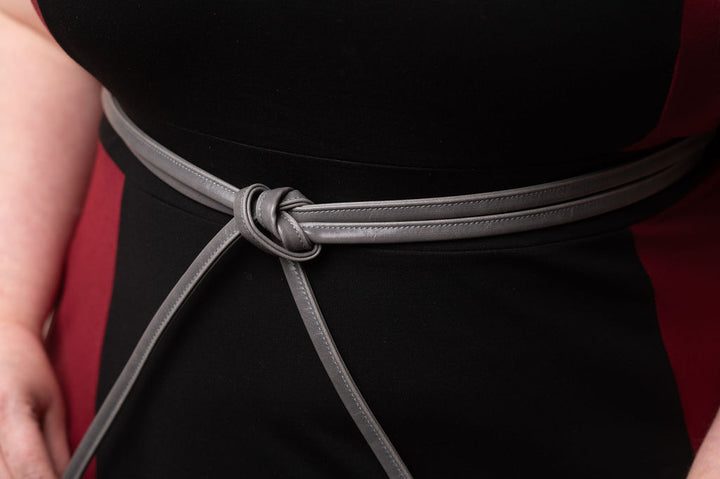 Skinny Wrap Belt- Vegan Leather made in the USA#color_grey