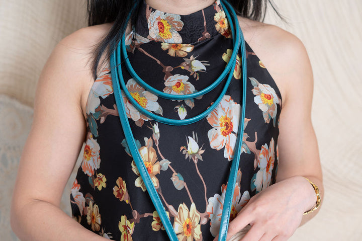 Skinny Wrap Belt- Vegan Leather made in the USA#color_teal