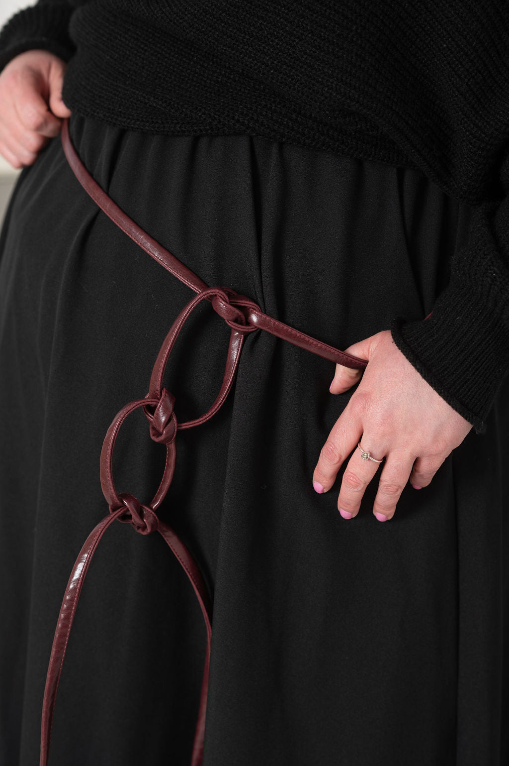 Skinny Wrap Belt- Vegan Leather made in the USA#color_wine