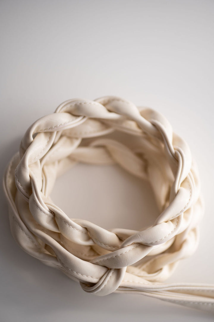 Skinny Wrap Belt- Vegan Leather made in the USA#color_warm-white