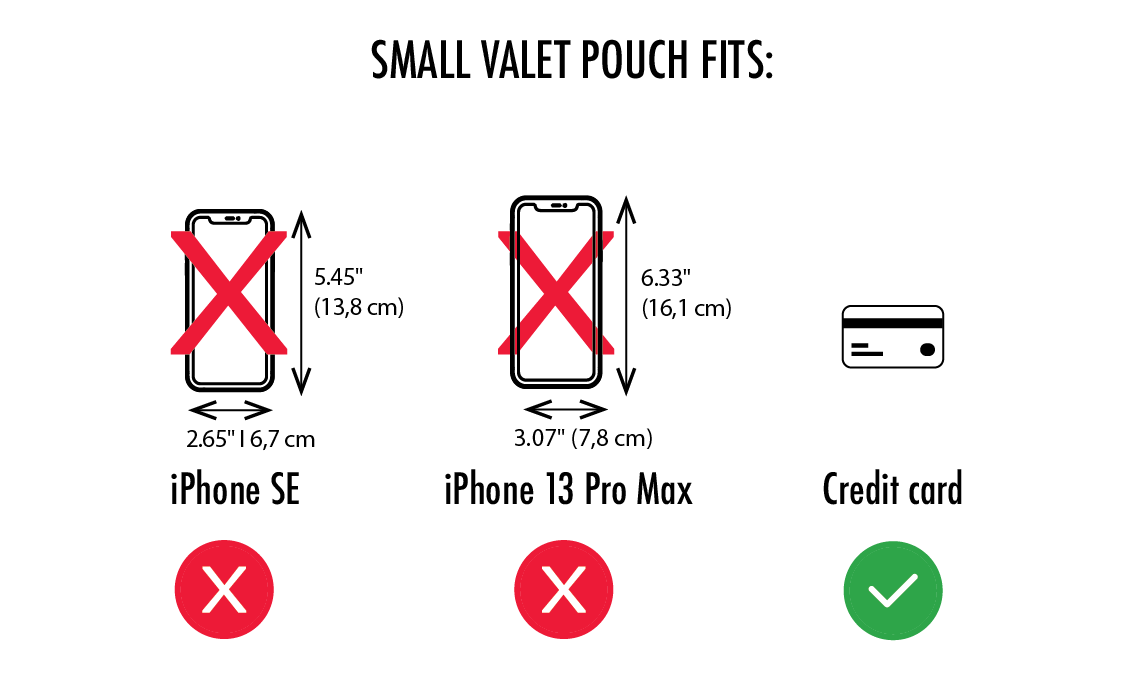 Small Valet Pouch fits a credit card