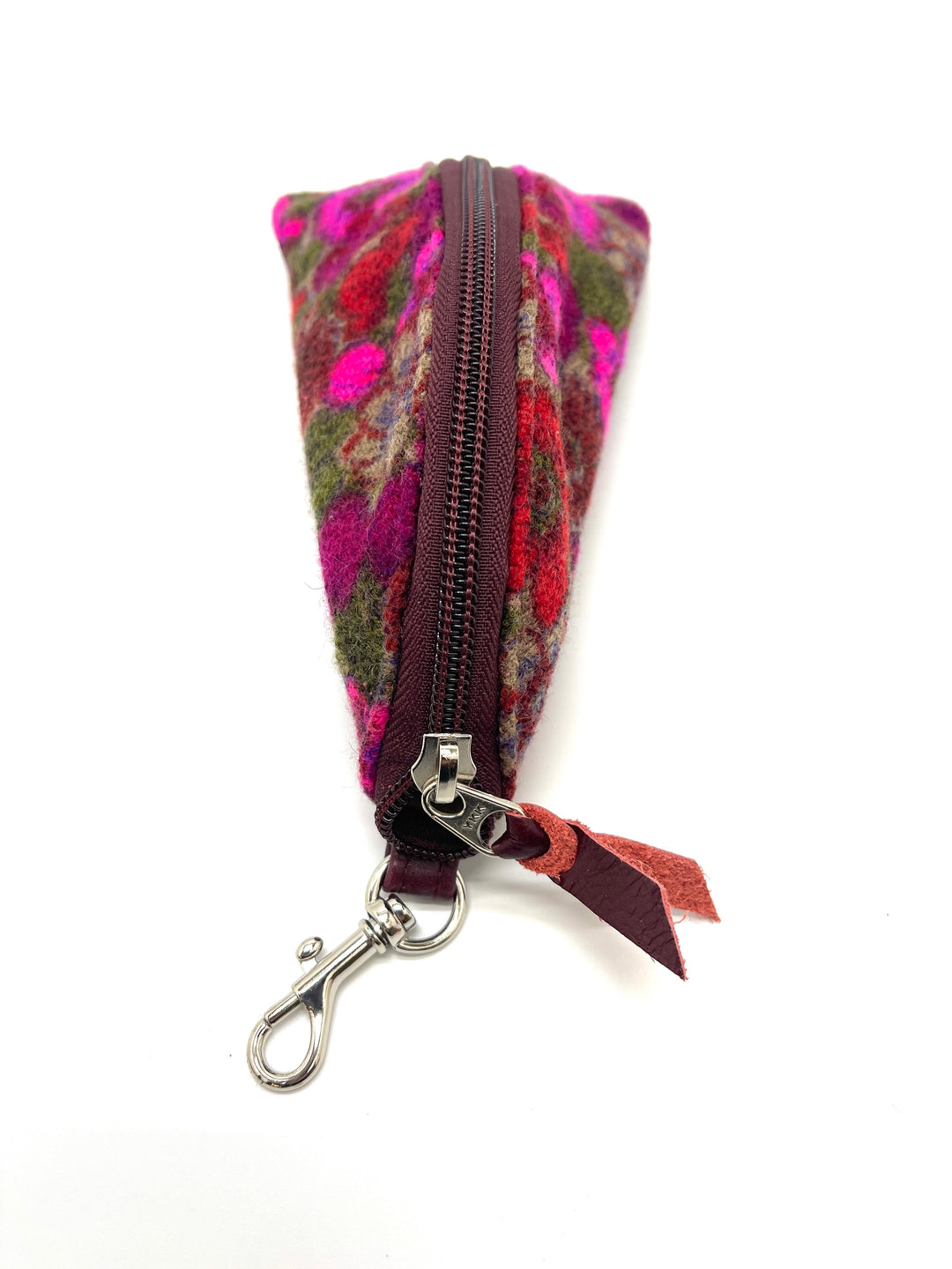 Multicolored fabric keychain pouch with zipper on a white background#color_twilight-dahlia