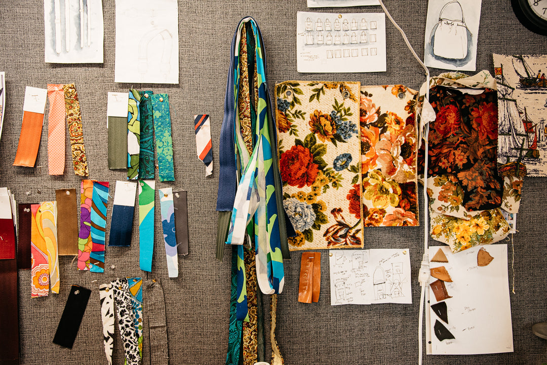 Color swatches and fabric samples at crystalyn kae design studio