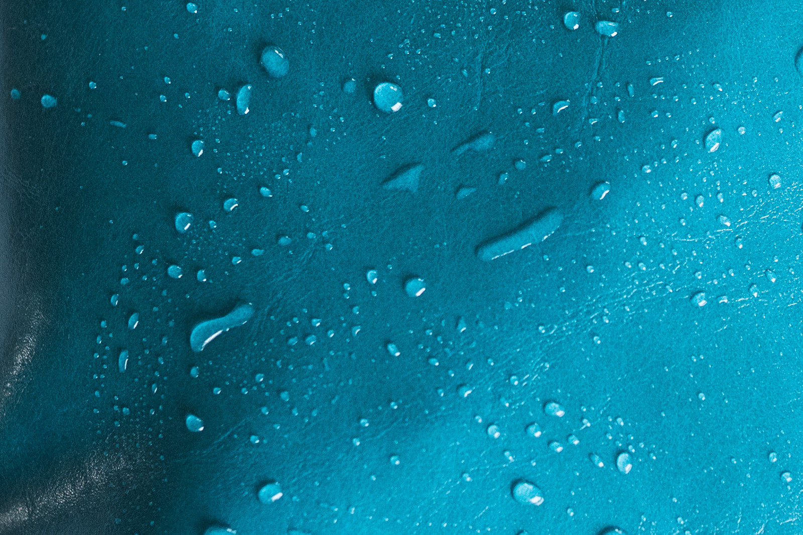 Close-up of water droplets on a blue surface