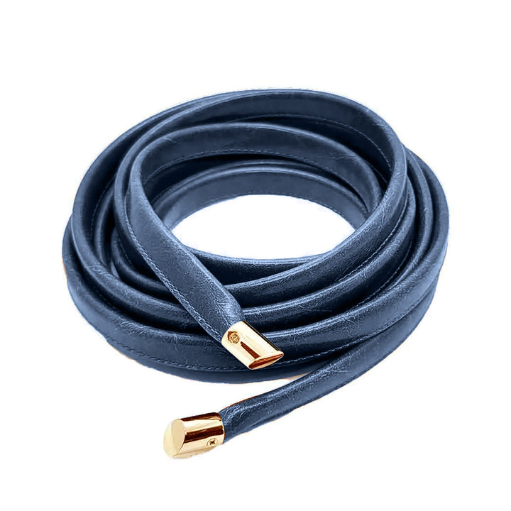 Skinny Wrap Belt- Vegan Leather made in the USA#color_navy
