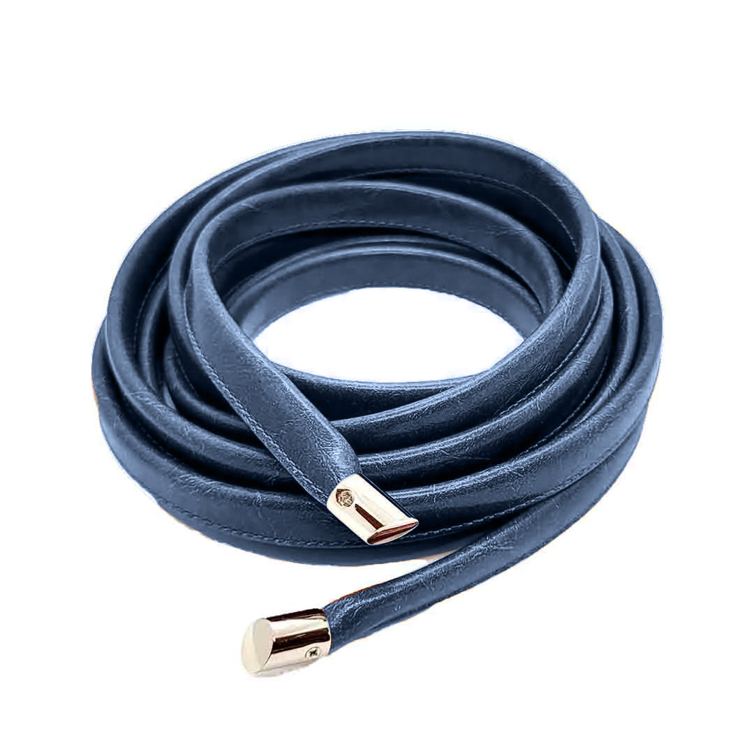 Skinny Wrap Belt- Vegan Leather made in the USA#color_navy-blue