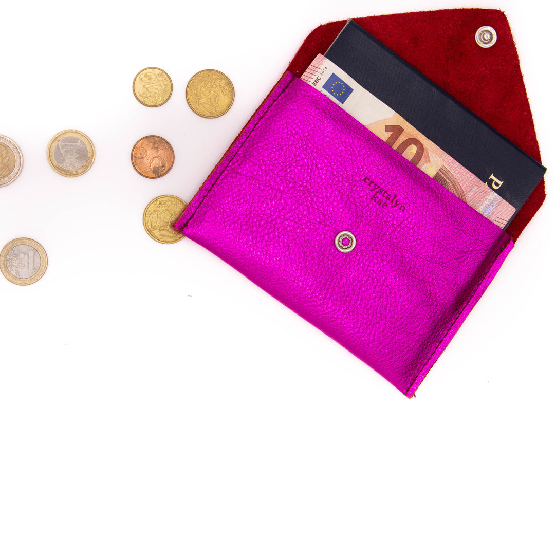 Passport Case Wallet from Leather made in USA#color_metallic-pink