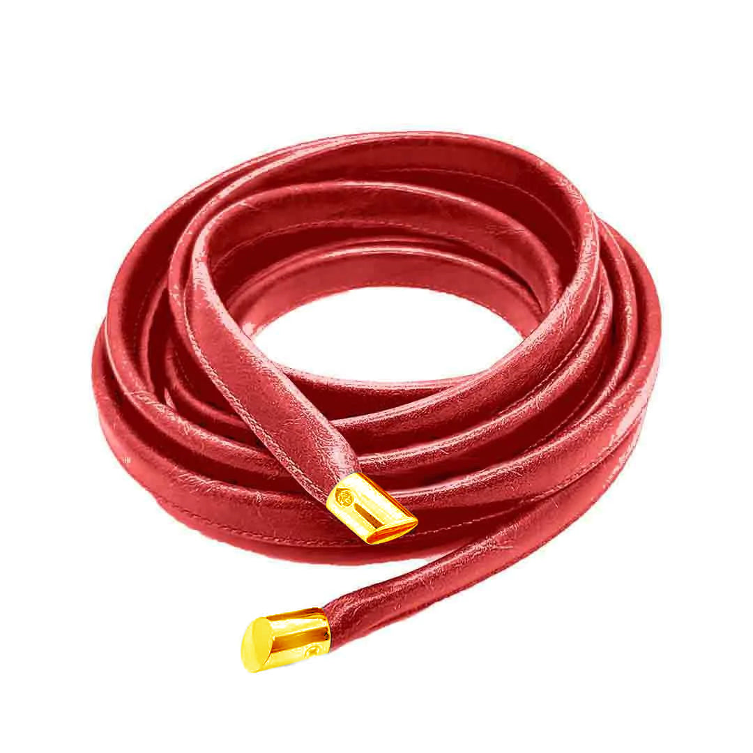 Skinny Wrap Belt- Vegan Leather made in the USA#color_cherry-red