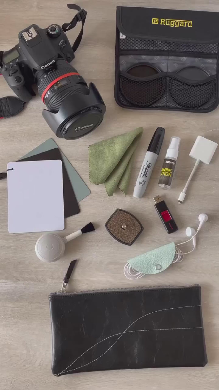 Large Valet Pouch from Glazed Vegan Leather made in the USA#color_black