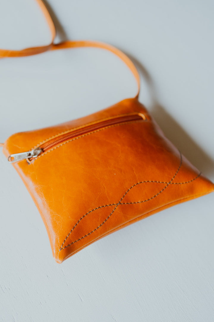 Cha Cha Small Crossbody Bag from Glazed Vegan Leather made in USA#color_butterscotch