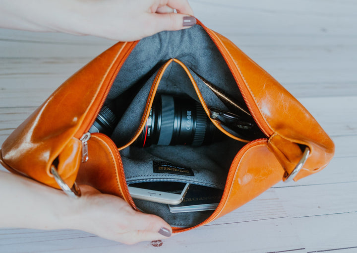 Womens Hobo Purse - Charleston Large Topstitch Hobo - Vegan Leather#color_butterscotch