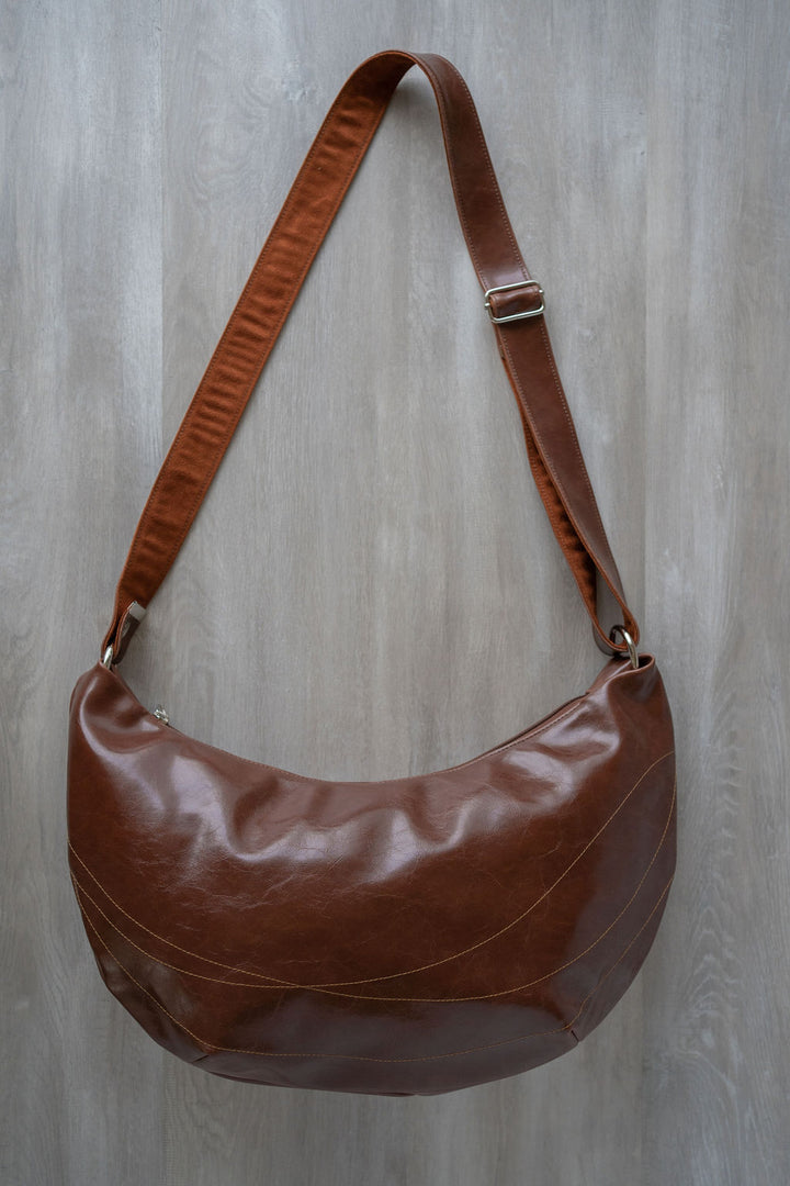 Womens Hobo Purse - Charleston Large Topstitch Hobo Vegan Leather#color_ale-brown