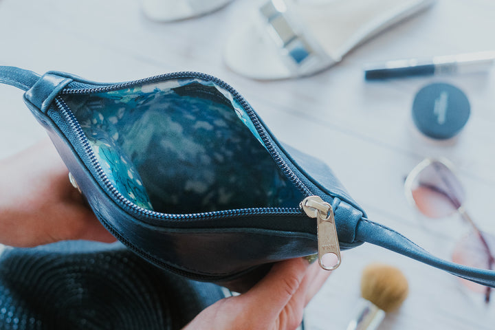 Cha Cha Small Crossbody Bag from Glazed Vegan Leather made in USA#color_navy