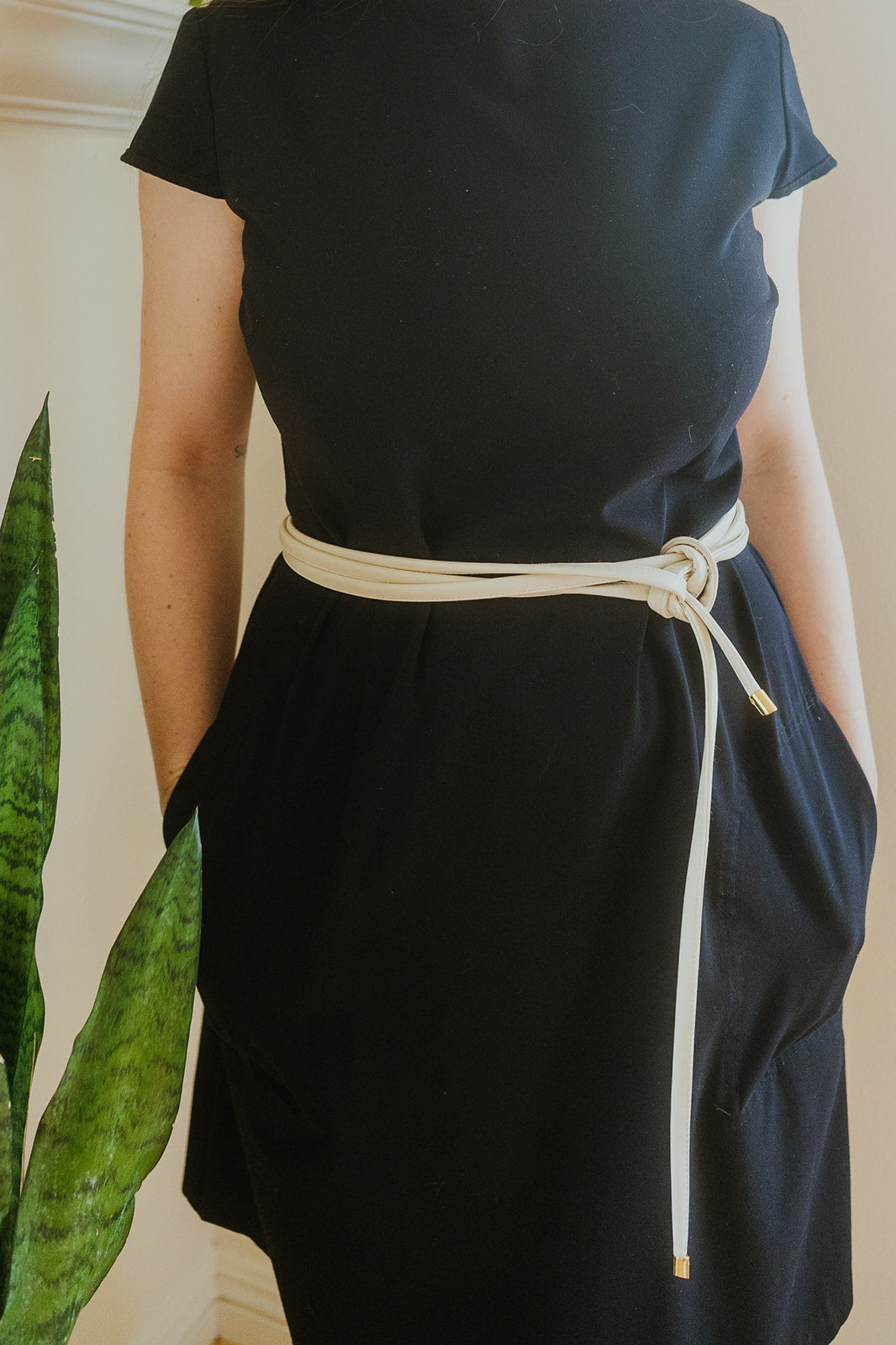 Skinny Wrap Belt- Vegan Leather made in the USA#color_warm-white