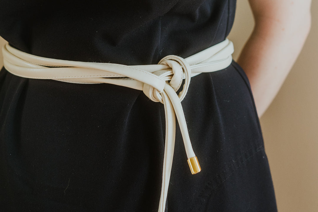 Skinny Wrap Belt- Vegan Leather made in the USA#color_warm-white