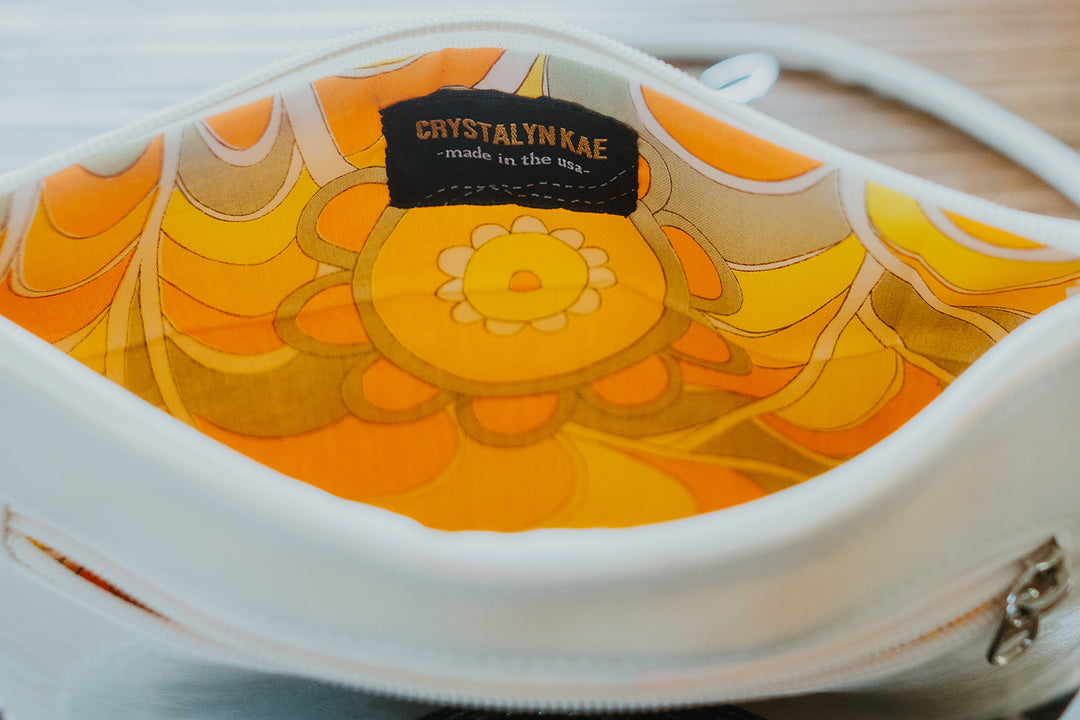 Bossa Nova Medium Crossbody Bag from Glazed Vegan Leather made in USA#color_warm-white