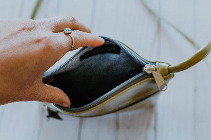 Cha Cha Small Crossbody Bag from Glazed Vegan Leather made in USA#color_citrine