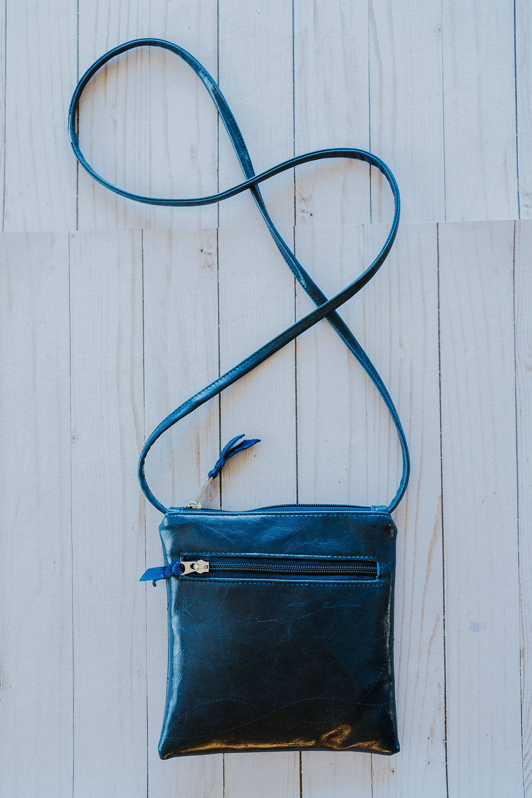 Cha Cha Small Crossbody Bag from Glazed Vegan Leather made in USA#color_navy