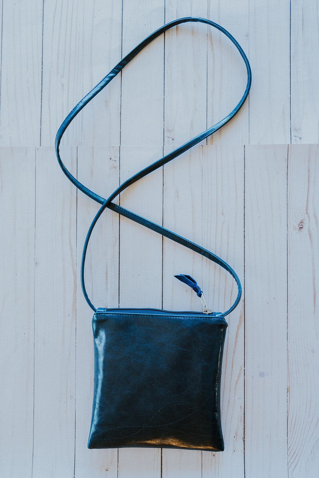 Cha Cha Small Crossbody Bag from Glazed Vegan Leather made in USA#color_navy