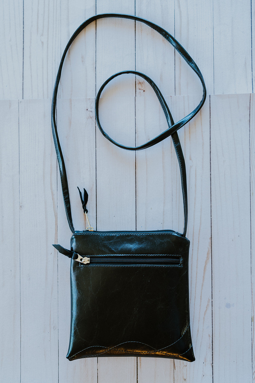 Cha Cha Small Crossbody Bag from Glazed Vegan Leather made in USA#color_black