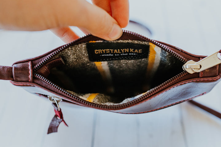 Cha Cha Small Crossbody Bag from Glazed Vegan Leather made in USA#color_wine