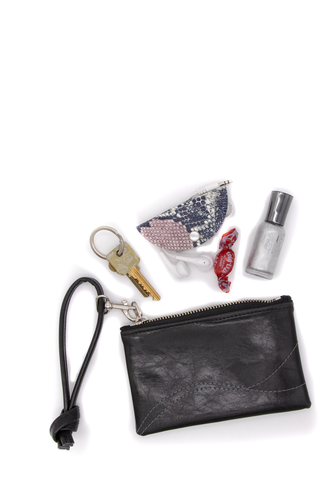 Small Valet Pouch from Glazed Vegan Leather#color_black