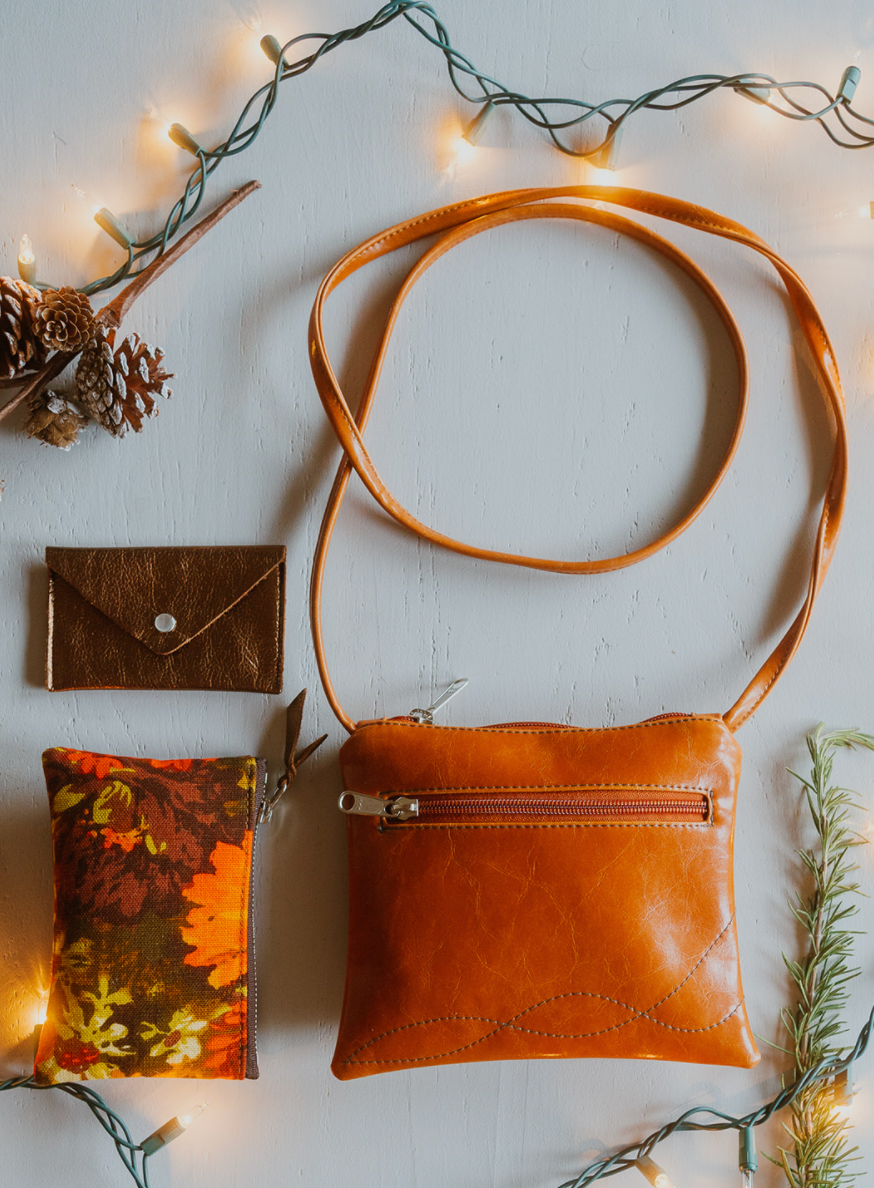 Cha Cha Small Crossbody Bag from Glazed Vegan Leather made in USA#color_butterscotch