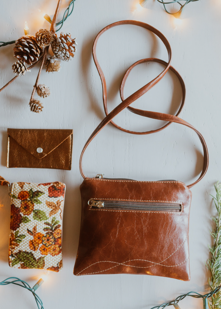 Cha Cha Small Crossbody Bag from Glazed Vegan Leather made in USA#color_ale-brown