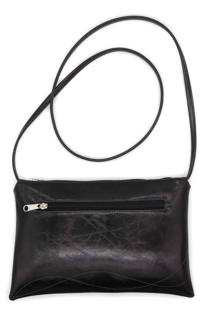Bossa Nova Medium Crossbody Bag from Glazed Vegan Leather made in USA#color_black