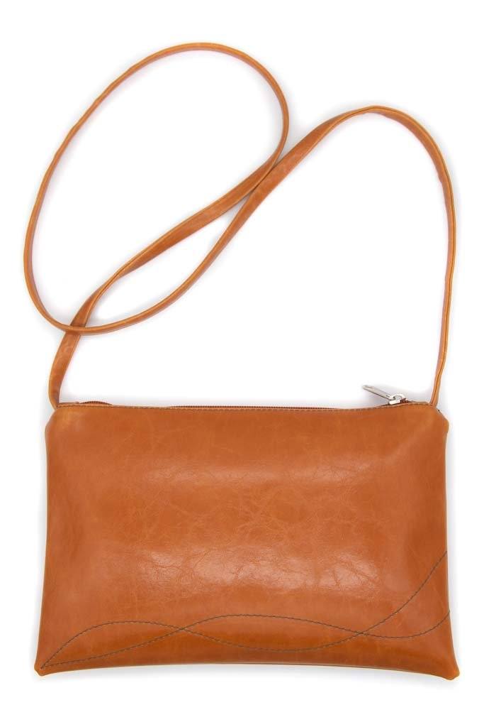 Bossa Nova Medium Crossbody Bag from Glazed Vegan Leather made in USA#color_butterscotch