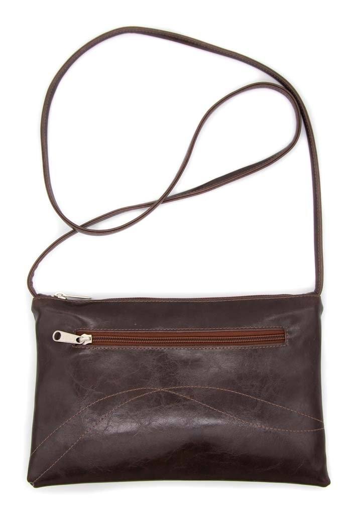 Bossa Nova Medium Crossbody Bag from Glazed Vegan Leather made in USA#color_chocolate-brown