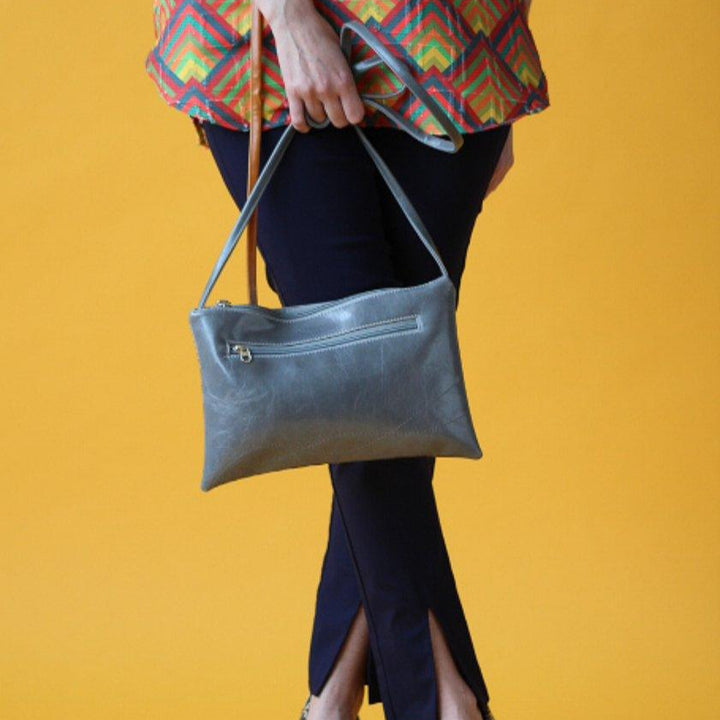 Bossa Nova Medium Crossbody Bag from Glazed Vegan Leather made in USA#color_grey