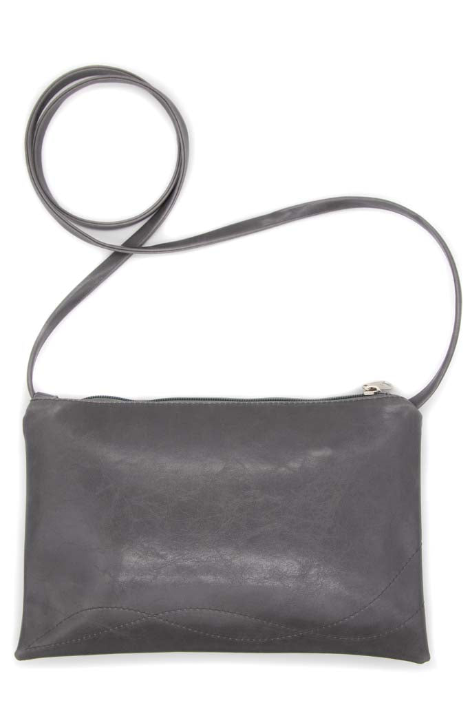 Bossa Nova Medium Crossbody Bag from Glazed Vegan Leather made in USA#color_grey