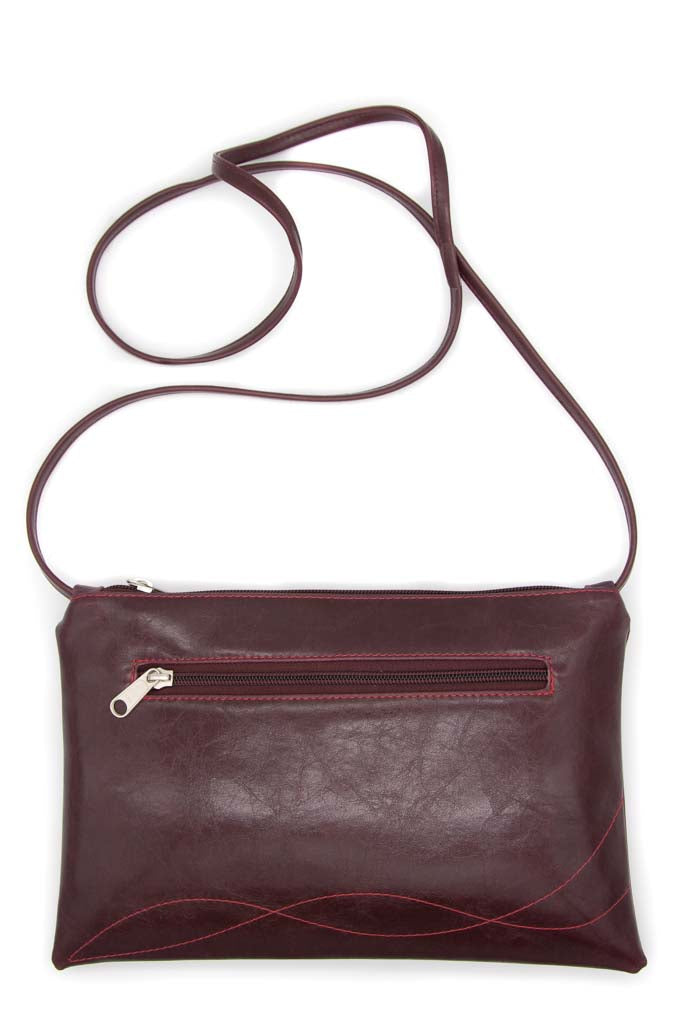 Bossa Nova Medium Crossbody Bag from Glazed Vegan Leather made in USA#color_wine