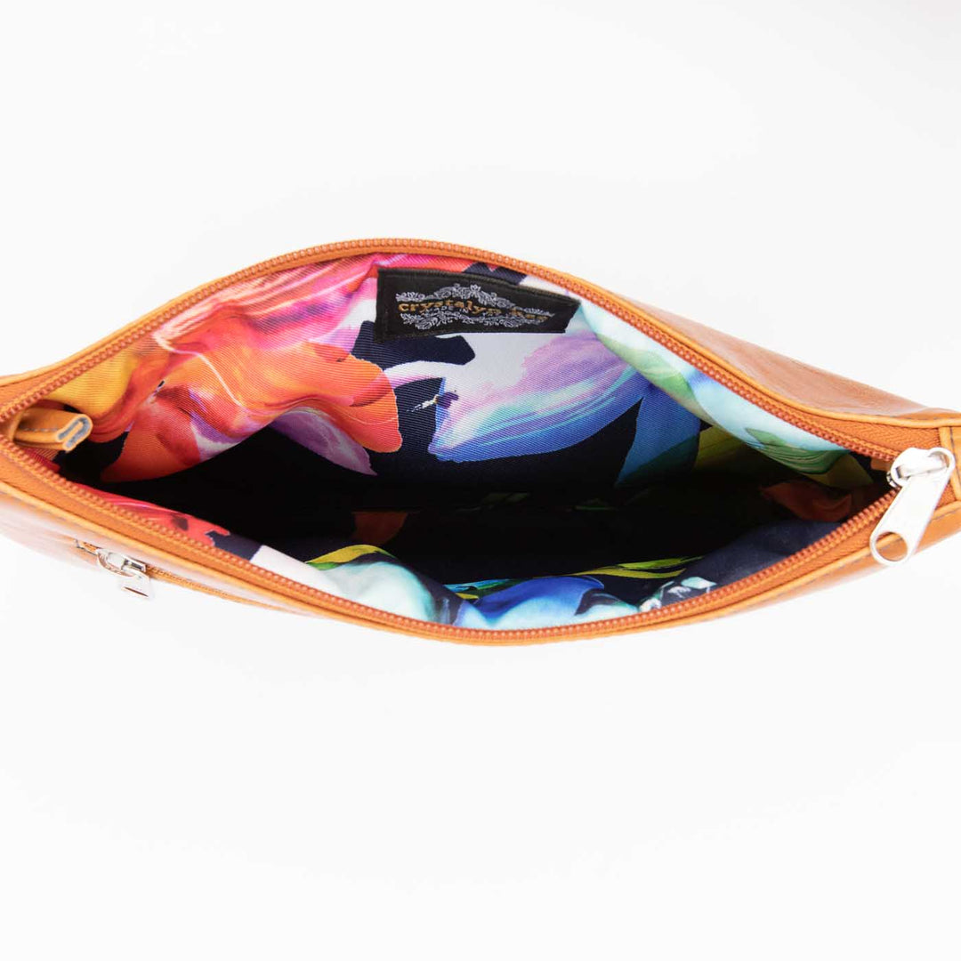 Bossa Nova Medium Crossbody Bag from Glazed Vegan Leather made in USA#color_butterscotch