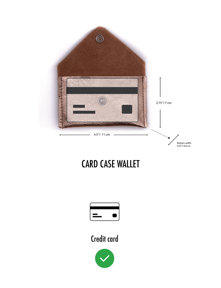 Card Case Wallets - Card Case Wallet - Metallic Rose Gold Recycled Leather made in usa