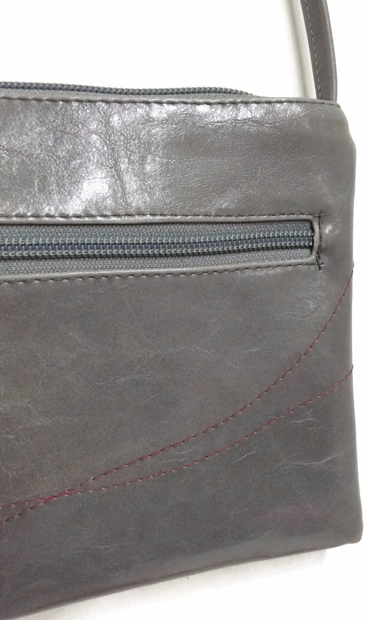 Cha Cha Small Crossbody Bag from Glazed Vegan Leather made in USA#color_grey