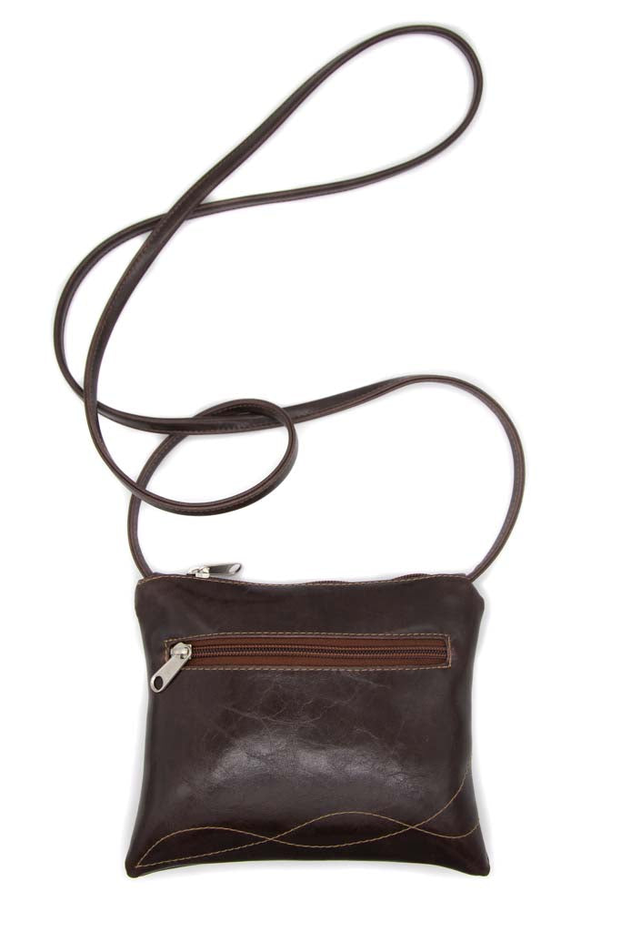 Cha Cha Small Crossbody Bag from Glazed Vegan Leather made in USA#color_chocolate-brown