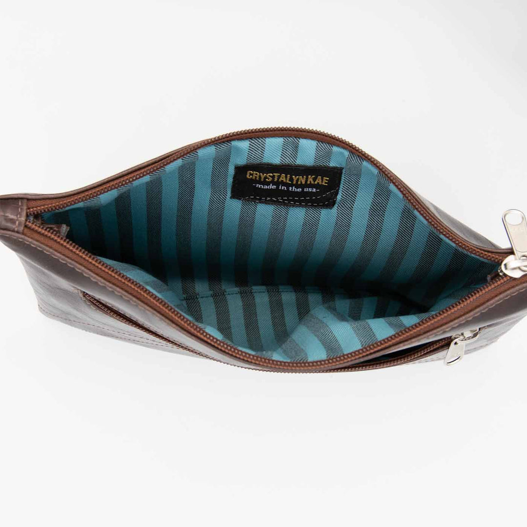 Bossa Nova Medium Crossbody Bag from Glazed Vegan Leather made in USA#color_chocolate-brown