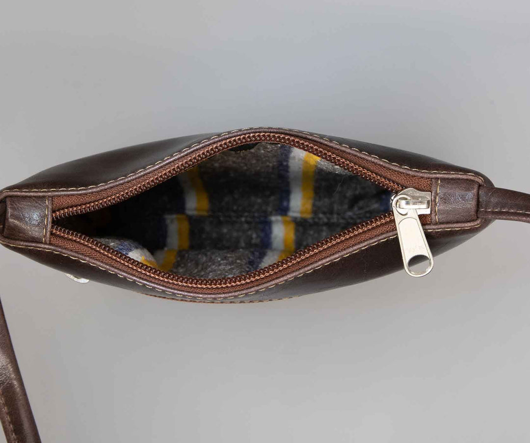 Cha Cha Small Crossbody Bag from Glazed Vegan Leather made in USA#color_chocolate-brown